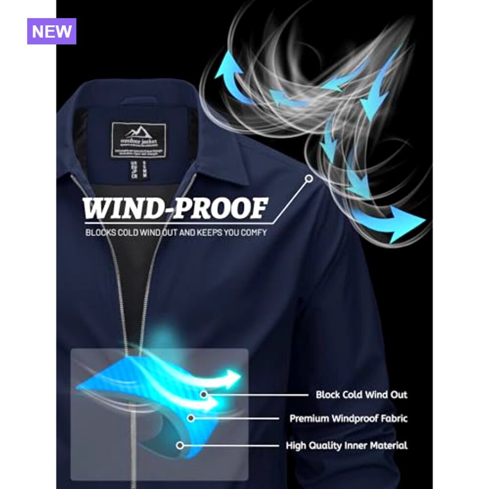 Lightweight Windbreaker Jacket Full Zip Polyester… - image 5